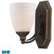 Mix-N-Match LED 8 inch Aged Bronze Vanity Light Wall Light in White Swirl Glass, 1