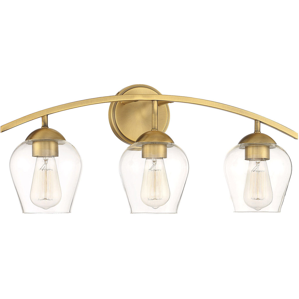 Transitional 3 Light 24 inch Natural Brass Bathroom Vanity Light Wall Light