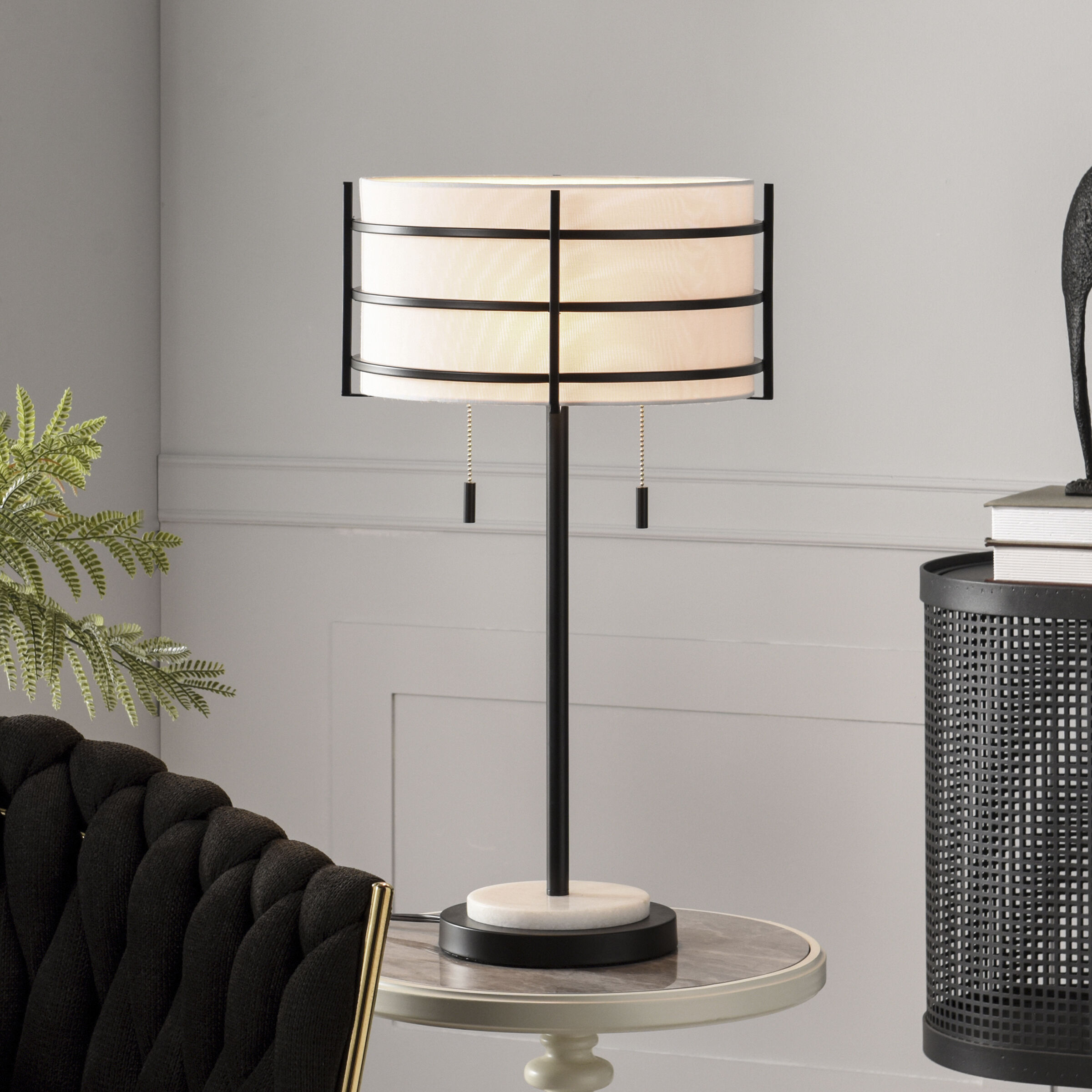 Royce 25 inch 60 watt Zammel and White Table Lamp Portable Light