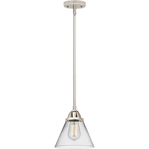 Nouveau 2 Cone 1 Light 7.75 inch Polished Nickel Mini Pendant Ceiling Light in Incandescent, Clear