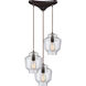 Chambersburg 3 Light 12 inch Oil Rubbed Bronze with Clear Pendant Ceiling Light