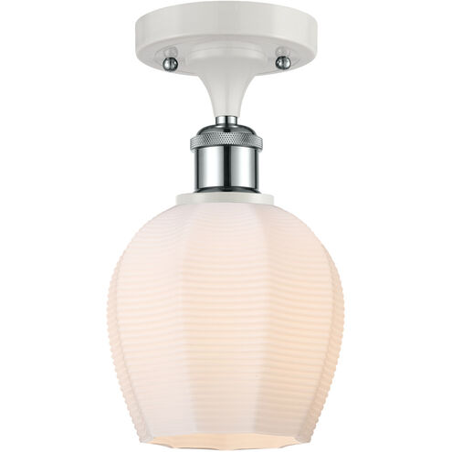Ballston Norfolk LED 6 inch White and Polished Chrome Semi-Flush Mount Ceiling Light in Matte White Glass