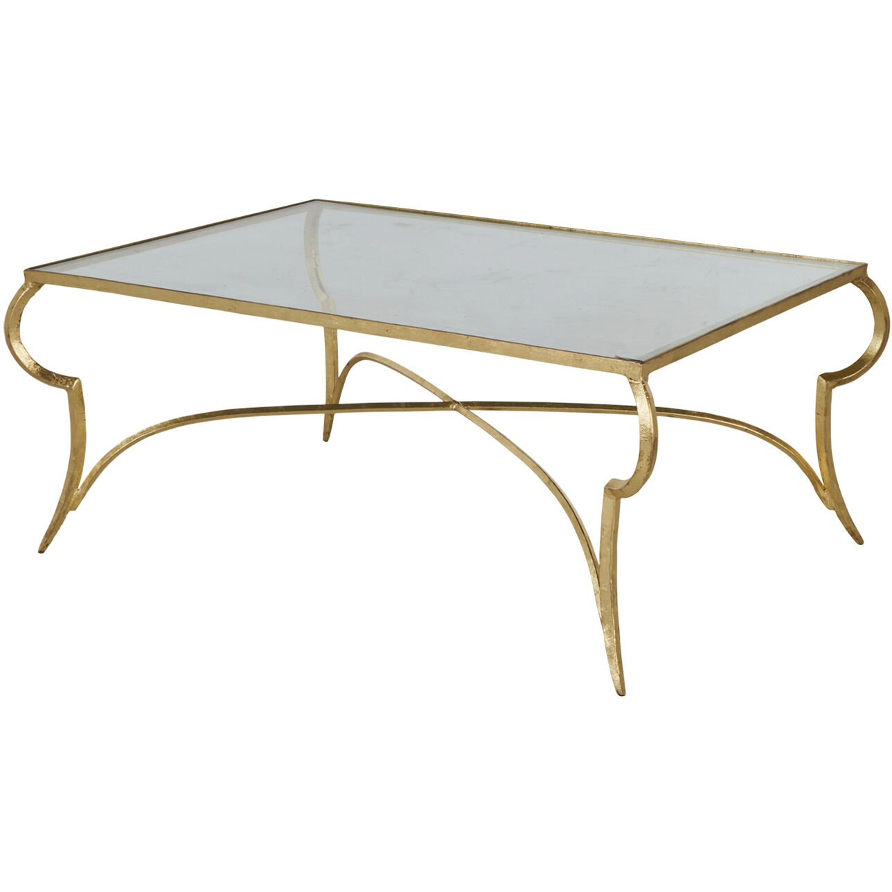Evelina 47 X 33 inch Royale Leaf and Tempered Glass Coffee Table