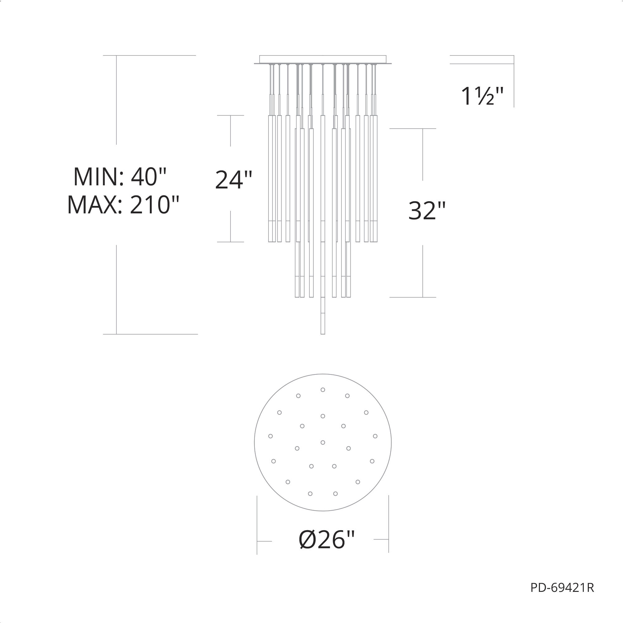 Viggo LED 26 inch Black Multi-Light Pendant Ceiling Light, dweLED