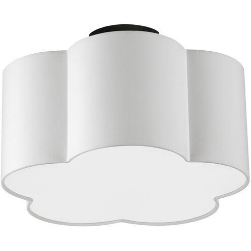 Phlox 3 Light 15 inch Matte Black with White Flush Mount Ceiling Light