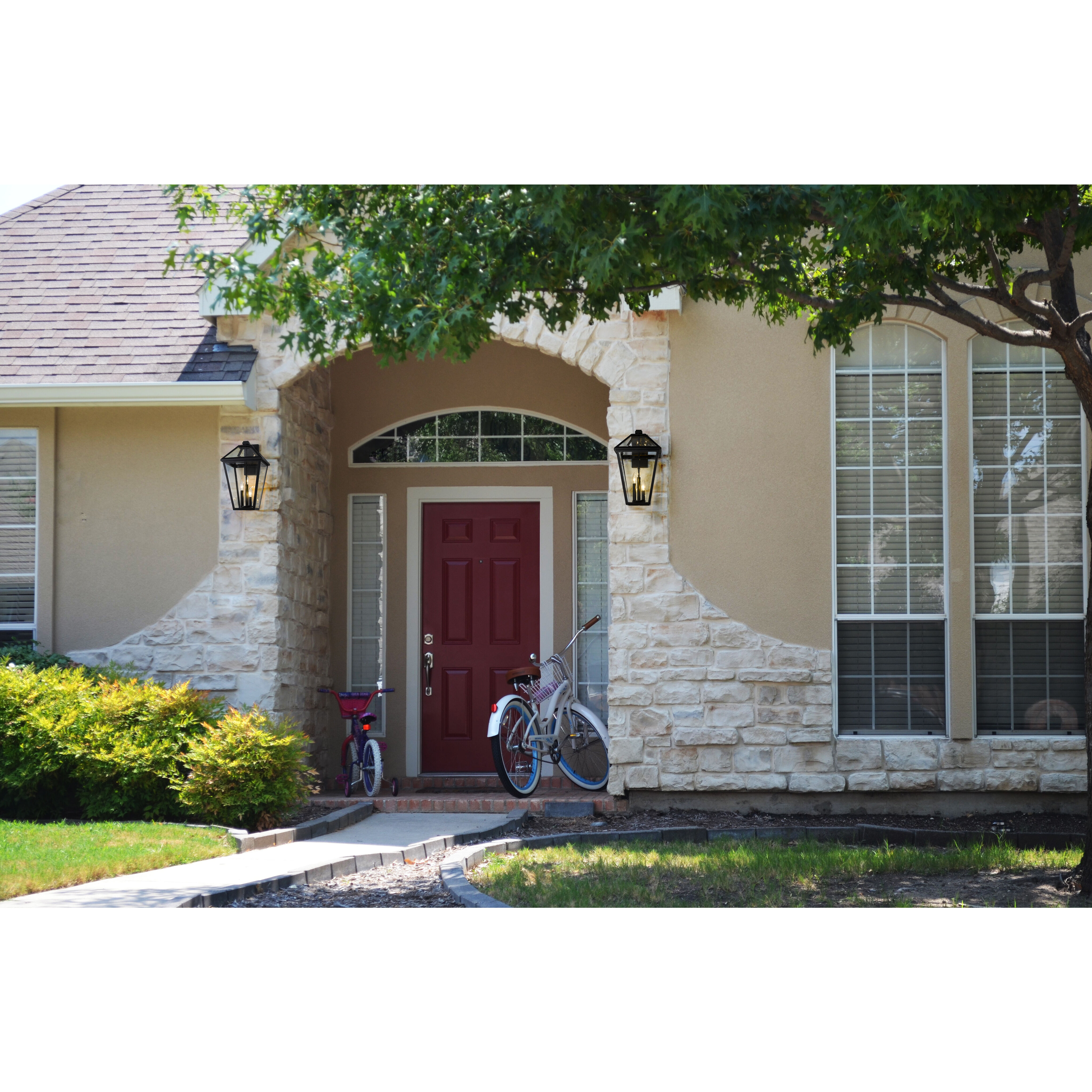 Talbot 3 Light 21.25 inch Black Outdoor Wall Light in Clear Beveled Glass