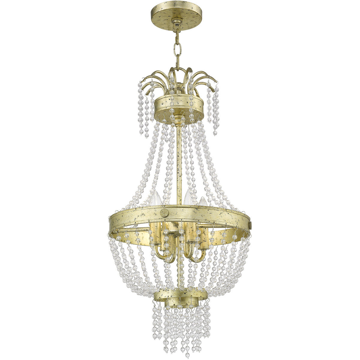 Valentina 4 Light 13 inch Hand Applied Winter Gold Pendant Ceiling Light