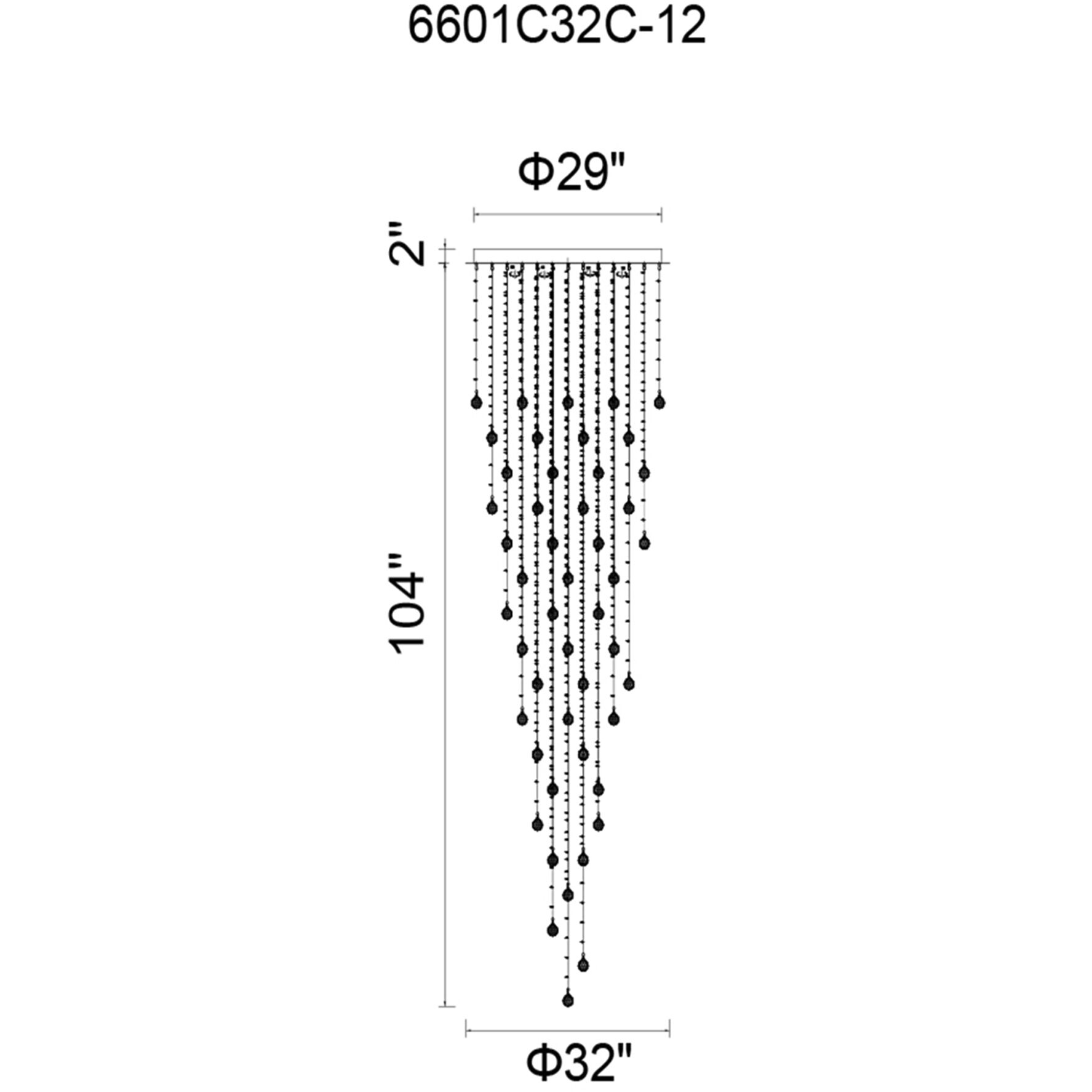 Rain Drop 12 Light 32 inch Chrome Flush Mount Ceiling Light