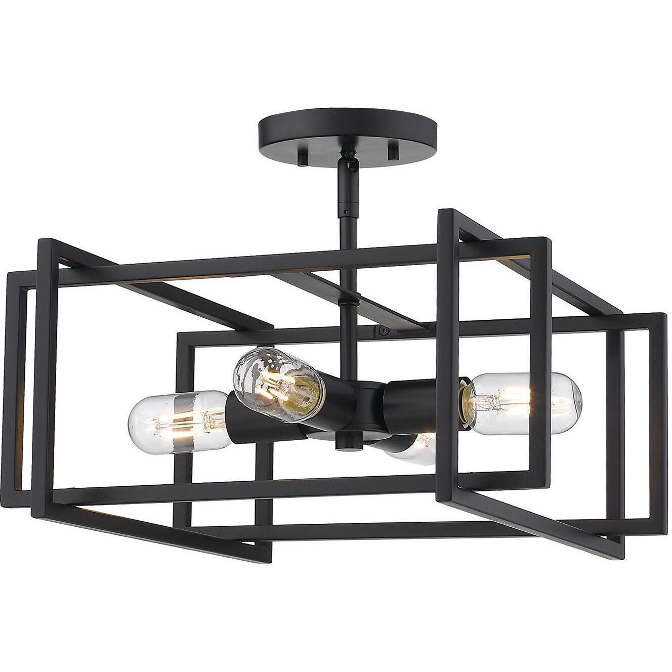 Tribeca 4 Light 15.5 inch Matte Black Semi-Flush Mount Ceiling Light in Matte Black/Matte Black, Damp