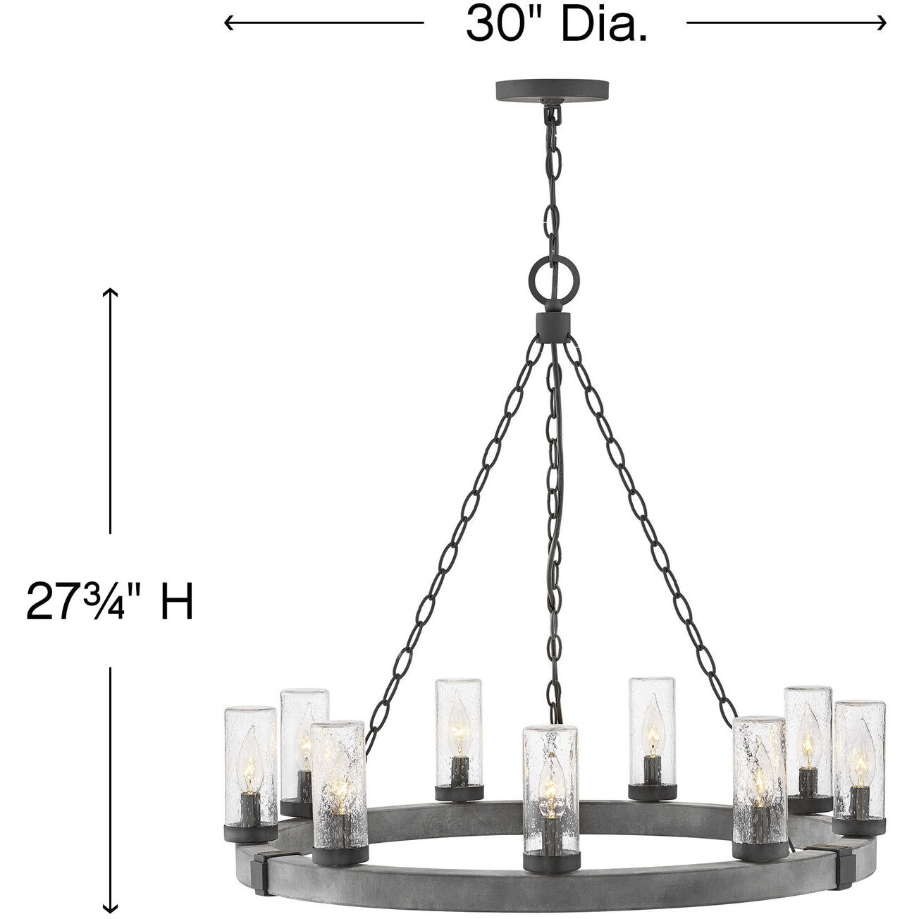 Open Air Sawyer LED 30 inch Aged Zinc with Distressed Black Outdoor Hanging