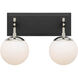 Allie 2 Light 16.25 inch Black/Polished Nickel Bath Vanity Light Wall Light
