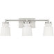 Contemporary 3 Light 24 inch Brushed Nickel Bathroom Vanity Light Wall Light
