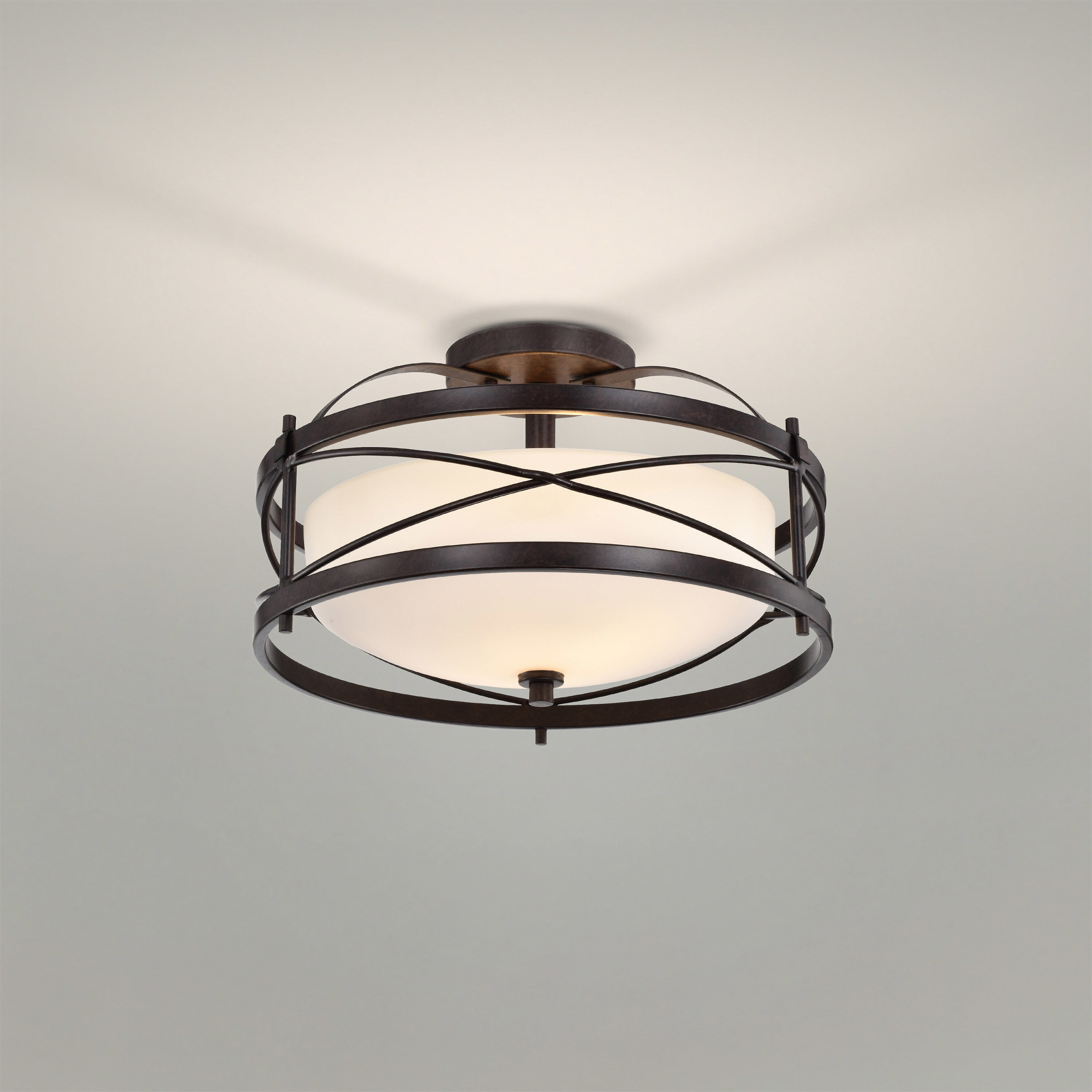 Ginger 2 Light 14 inch Old Bronze Semi Flush Mount Ceiling Light