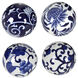 Aline Blue/White Decorative Orb, Set of 4