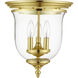 Legacy 3 Light 12 inch Polished Brass Flush Mount Ceiling Light