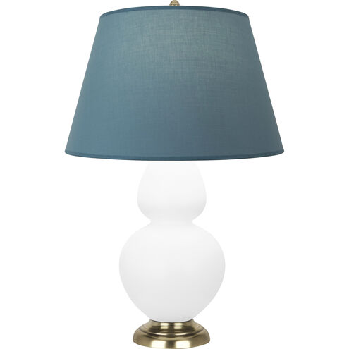 Double Gourd 31 inch 150.00 watt Matte Dasiy Glazed Ceramic with Antique Natural Brass Table Lamp Portable Light in Matte Daisy, Bright Blue with Gray