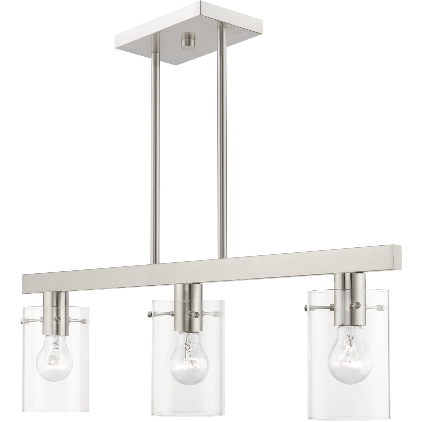 Munich 3 Light 30 inch Brushed Nickel Linear Chandelier Ceiling Light