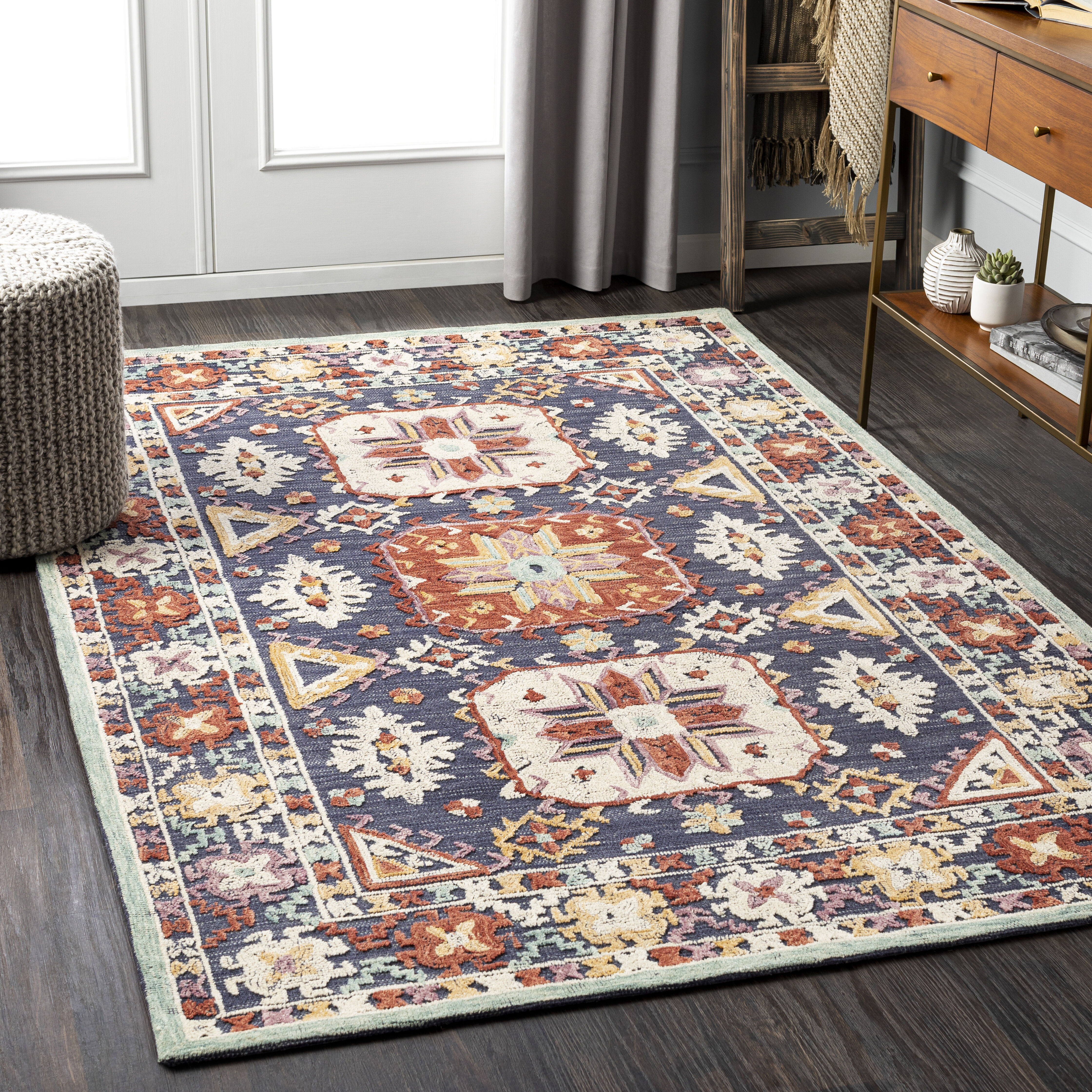 Oakland 90 X 60 inch Dark Blue Rug in 5 x 8, Rectangle