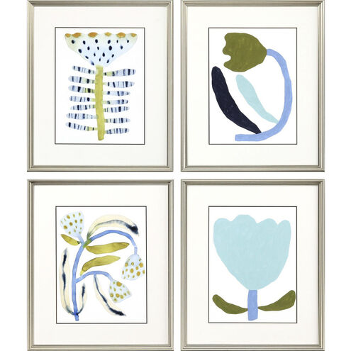 Florals Blue and Green and Multi and White Framed Art