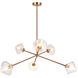 Novo 6 Light 33.75 inch Aged Gold Brass Pendant Ceiling Light in Aged Gold Brass and Clear