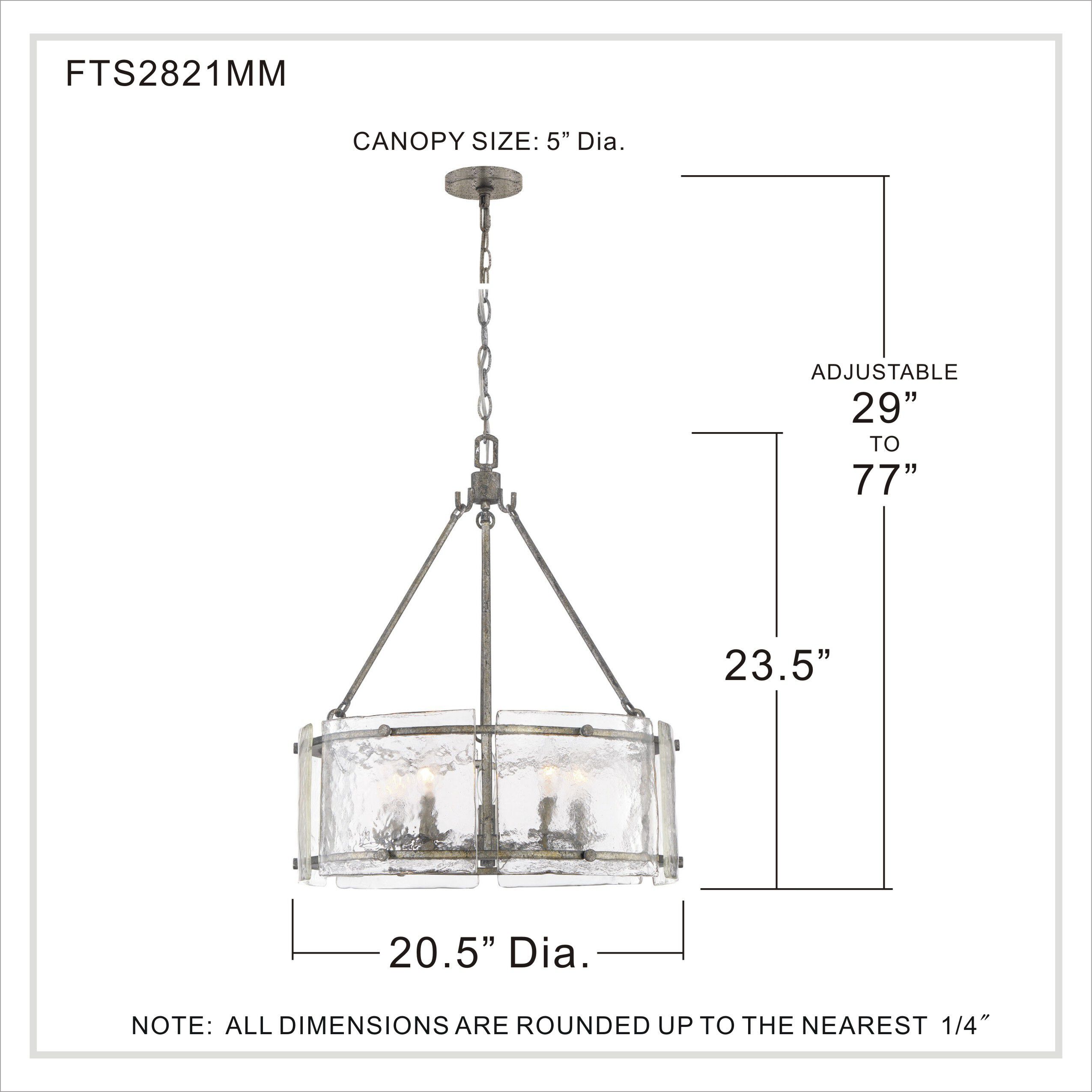 Fortress 5 Light 21 inch Mottled Silver Pendant Ceiling Light