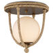 Passageway 1 Light 14.5 inch Natural and Dorado Gold with Frosted White Flush Mount Ceiling Light