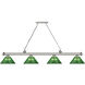 Cordon 4 Light 81.25 inch Brushed Nickel Billiard Ceiling Light in Green Acrylic