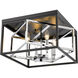 Canada 4 Light 16 inch Black & Chrome Flush Mount Ceiling Light