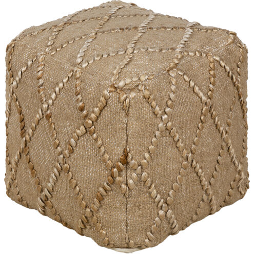 Teangi 16 inch Beige Pouf, Cube