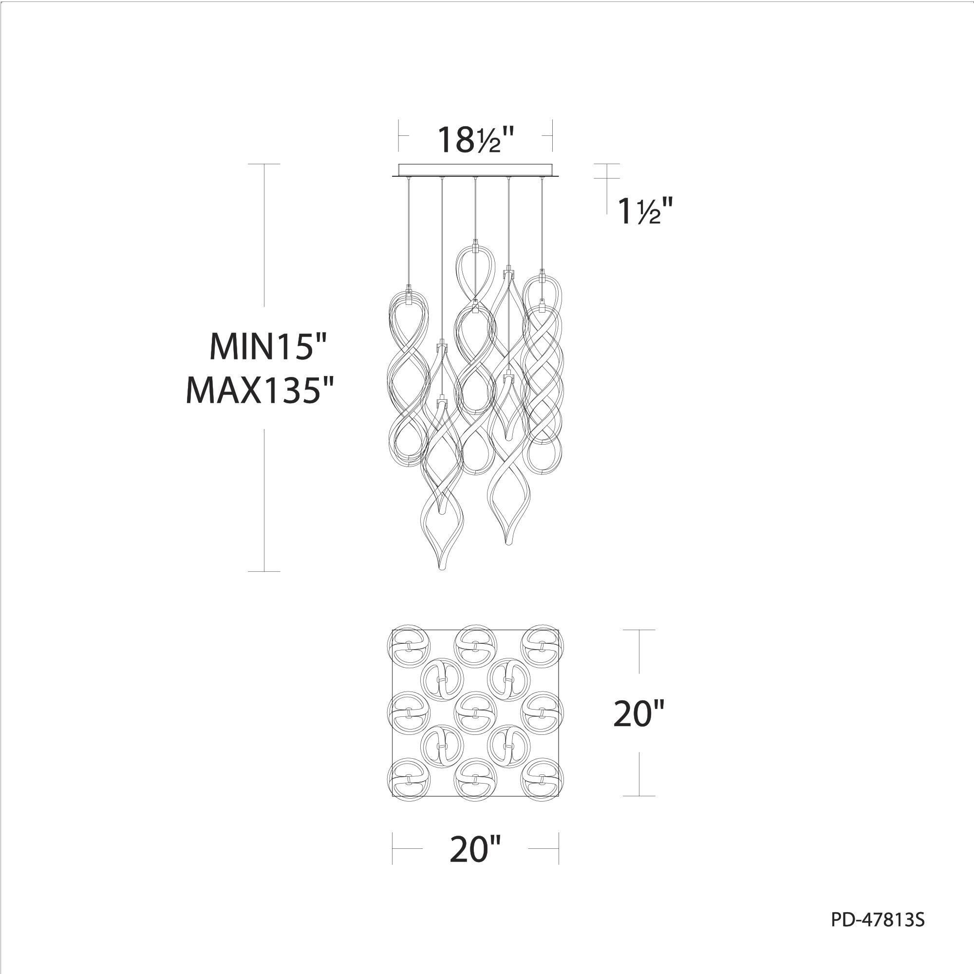 Interlace LED 21.63 inch Chrome Multi-Light Pendant Ceiling Light, dweLED
