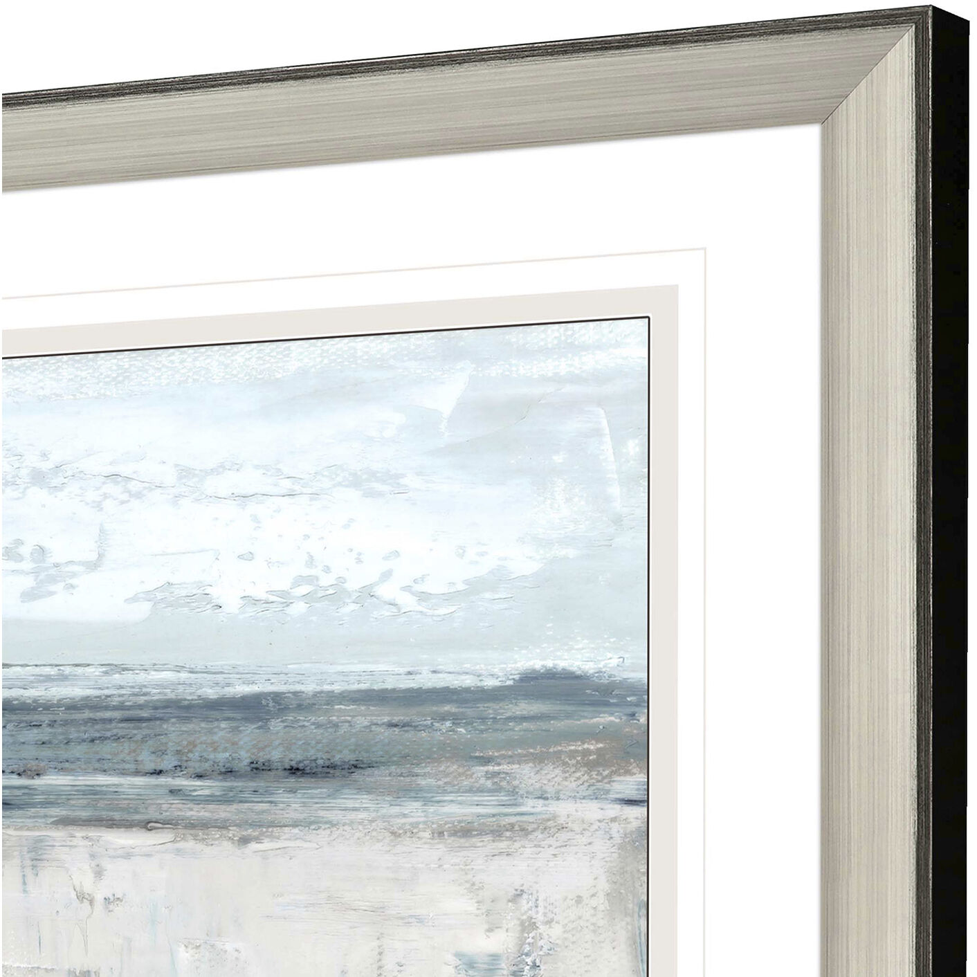 Moody Coast Blue and Black and Gray and White Framed Art