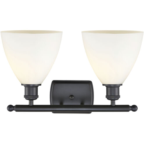 Ballston Ballston Dome 2 Light 18 inch Matte Black Bath Vanity Light Wall Light in Matte White Glass