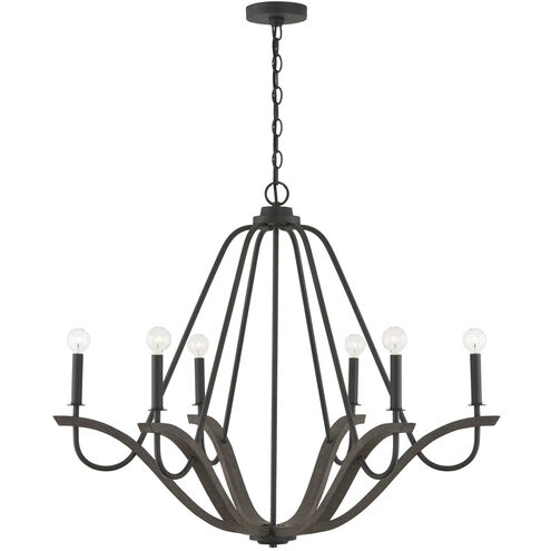 Clive 6 Light 36 inch Carbon Grey and Black Iron Chandelier Ceiling Light