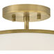 Clarke 2 Light 15 inch Lacquered Dark Brass Semi-Flush Mount Ceiling Light in Lacquered Dark Brass with Off White