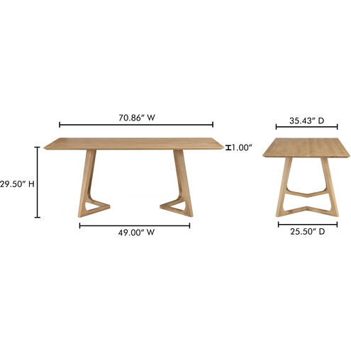 Godenza 70.86 X 35.43 inch Natural Dining Table, Rectangular