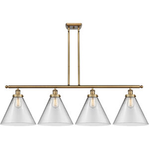 Ballston X-Large Cone 4 Light 48 inch Brushed Brass Island Light Ceiling Light in Clear Glass