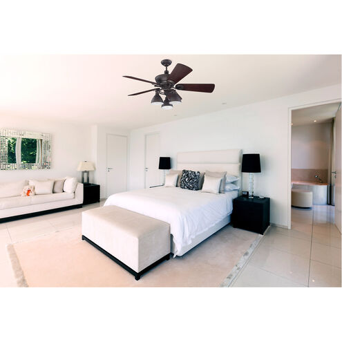 Timarron 54 inch Aged Bronze Brushed with Hand-Scraped Walnut Blades Ceiling Fan Kit