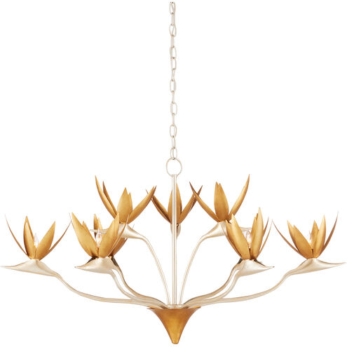 Paradiso 9 Light 39.5 inch Contemporary Silver Leaf and Gold Leaf Chandelier Ceiling Light