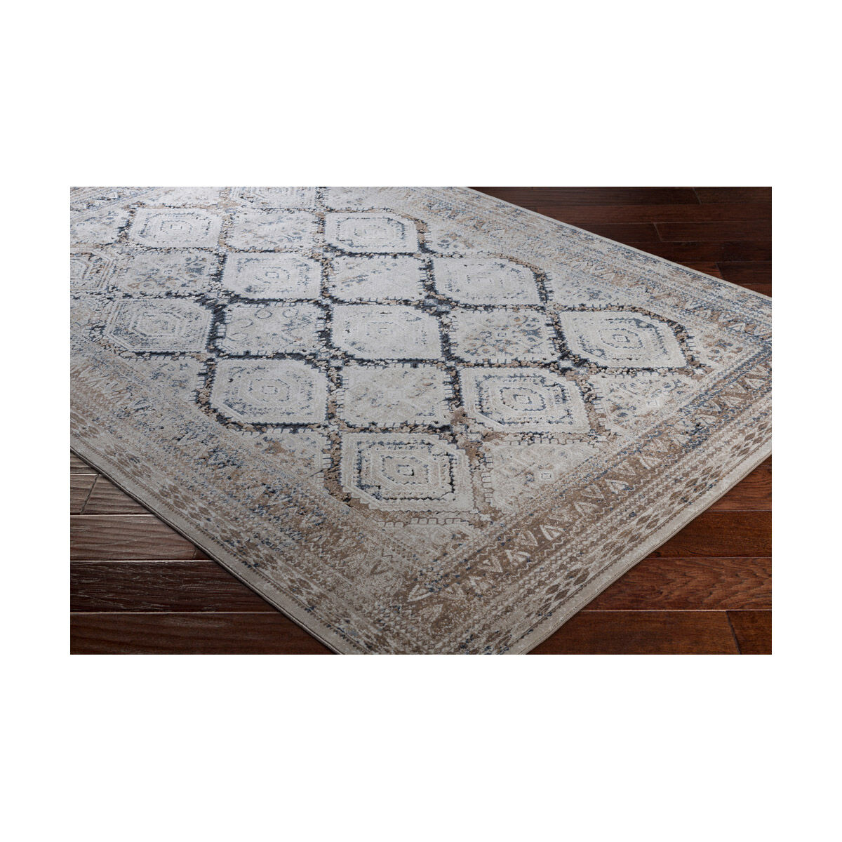 Durham 87 X 63 inch Beige/Taupe/Camel/Medium Gray/Charcoal Rugs, Polypropylene and Chenille