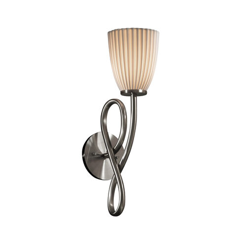 Limoges 1 Light 5 inch Brushed Nickel Wall Sconce Wall Light in Pleats, Tapered Cylinder