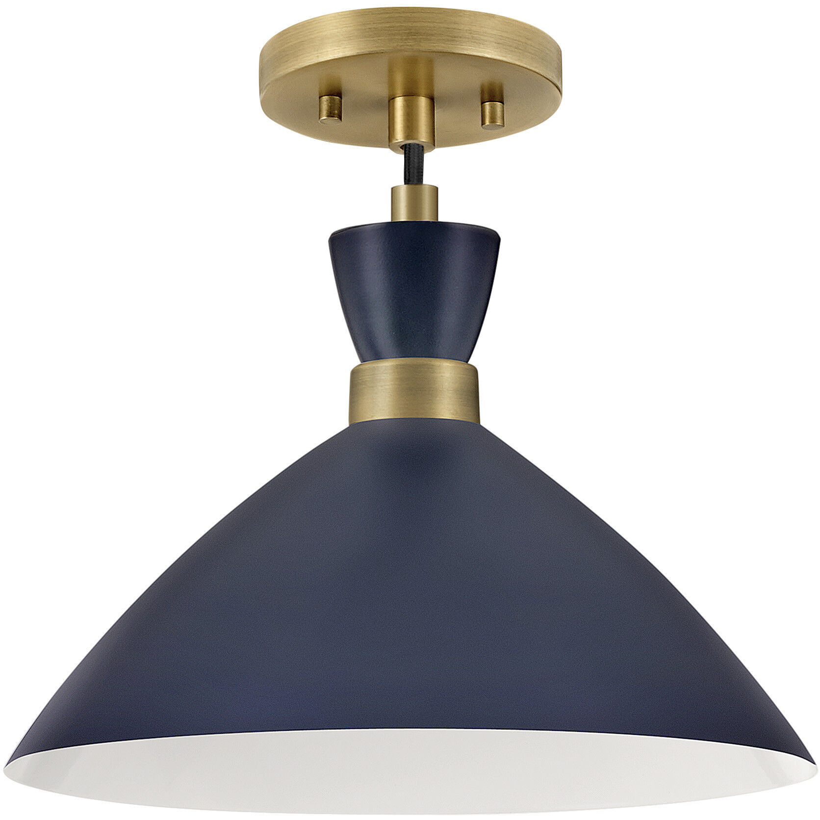 Simon LED 13 inch Matte Navy with Heritage Brass accents Pendant Ceiling Light, Semi-Flush Mount