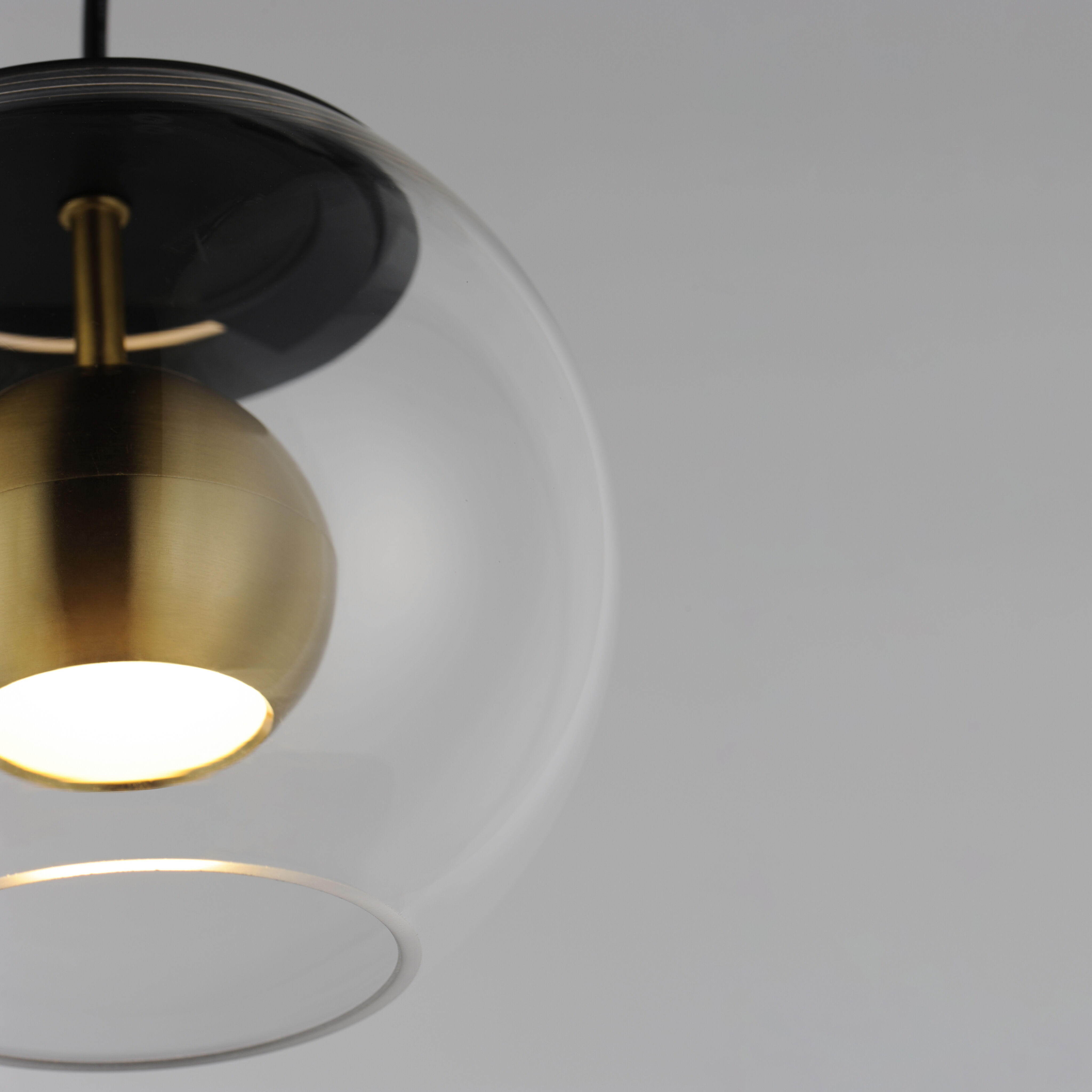 Nucleus LED 7 inch Black and Natural Aged Brass Single Pendant Ceiling Light