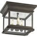 Chapman & Myers Club 3 Light 9 inch Bronze Flush Mount Ceiling Light in Clear Glass, Small
