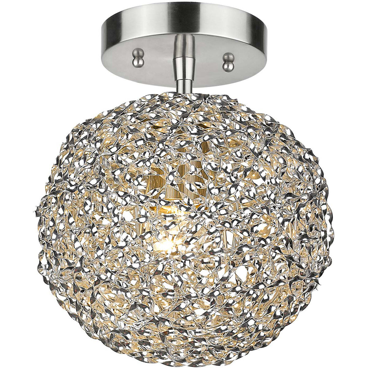 Snow 1 Light 8 inch Brushed Nickel Flushmount Ceiling Light