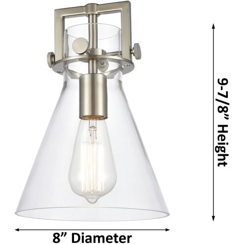 Newton Cone 6 Light 18.63 inch Polished Nickel Multi Pendant Ceiling Light in Seedy Glass