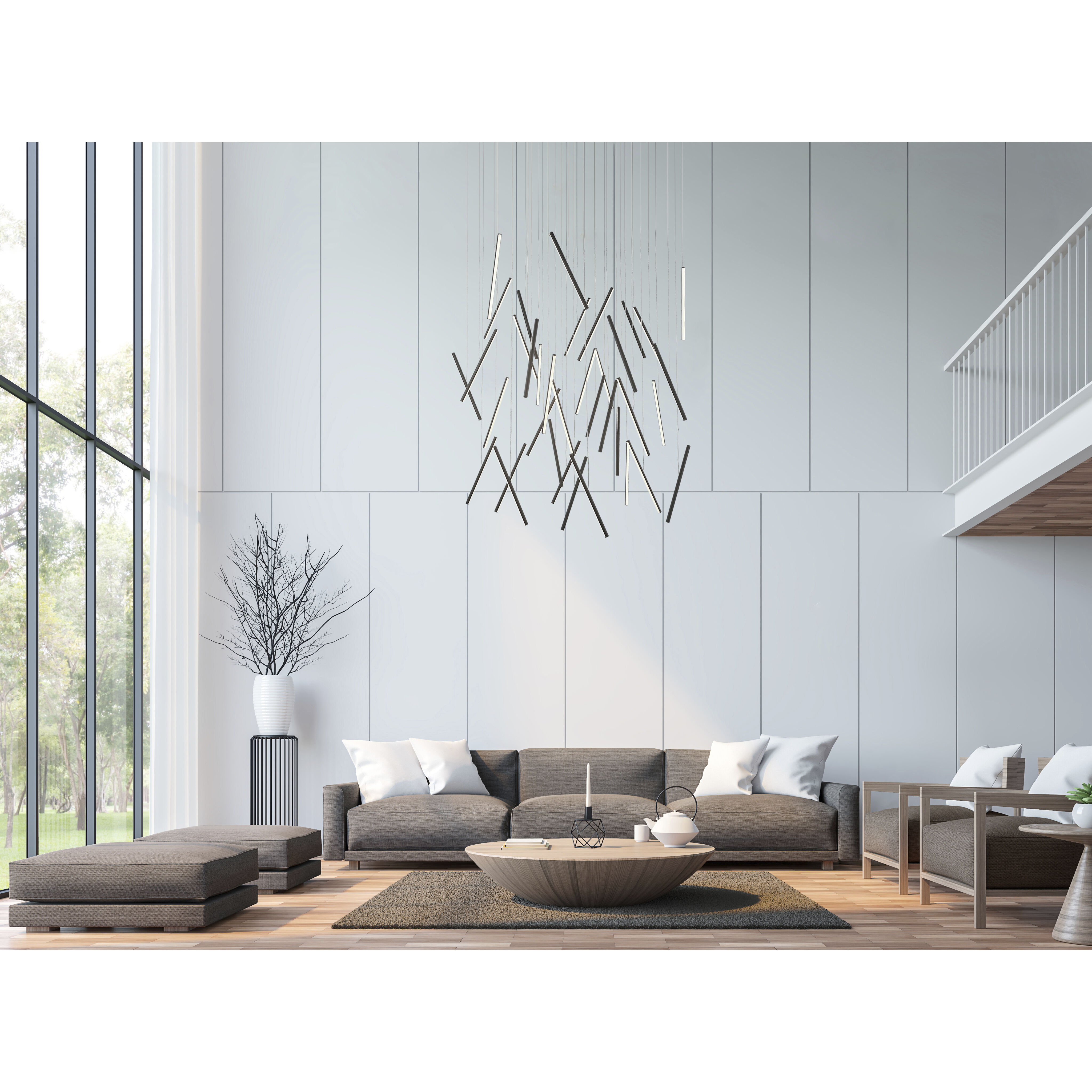 Chute LED 50 inch Black Multi-Pendant Ceiling Light