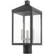 Nyack 3 Light 20 inch Black with Brushed Nickel Cluster Outdoor Post Top Lantern