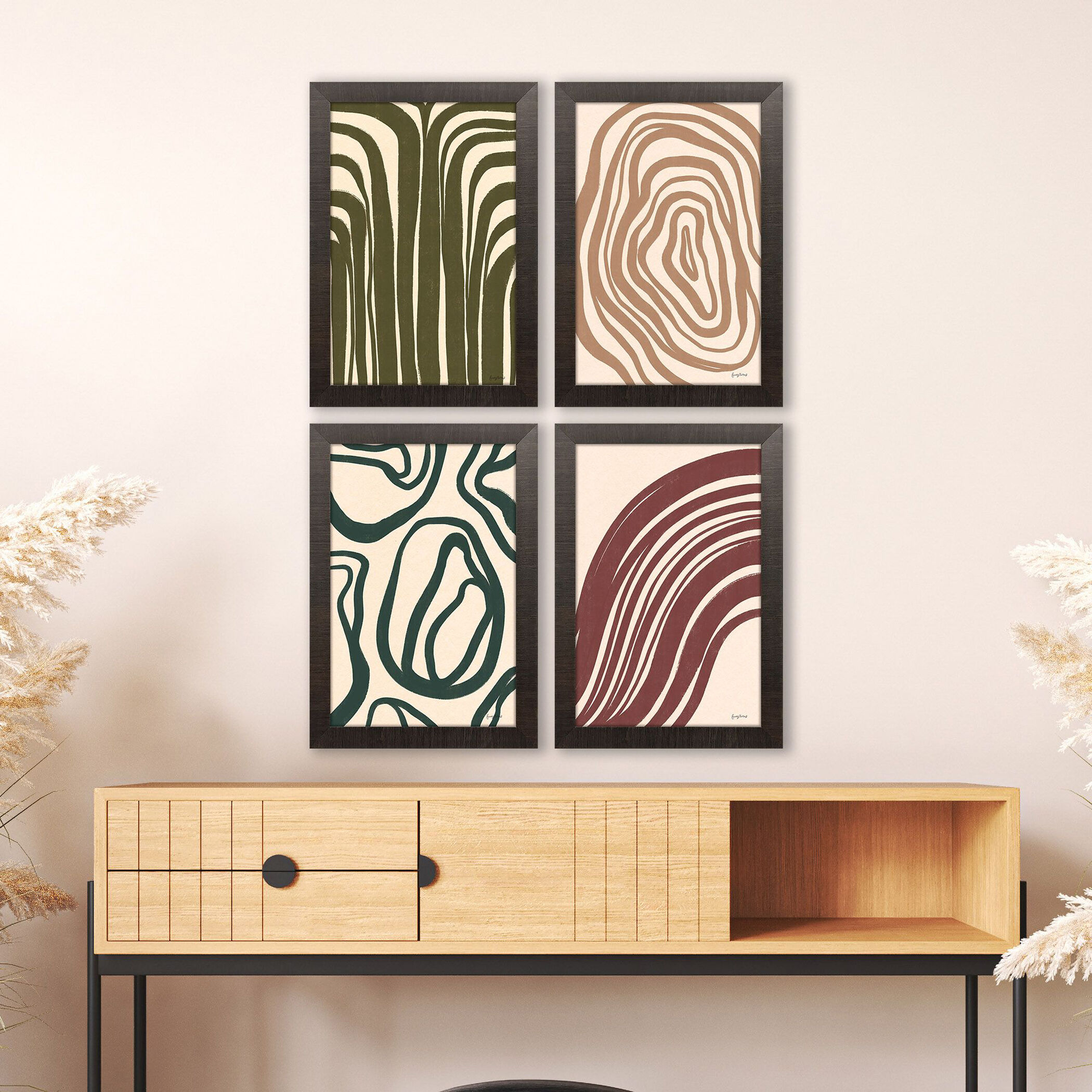 Organic Abstracts 17 X 12 inch Non-Glass Framed Art, Propac