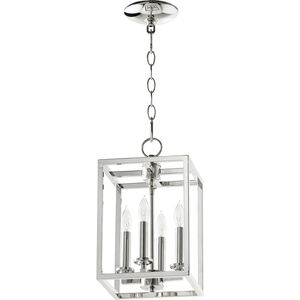 Cuboid 4 Light 8 inch Polished Nickel Mini Chandelier Ceiling Light