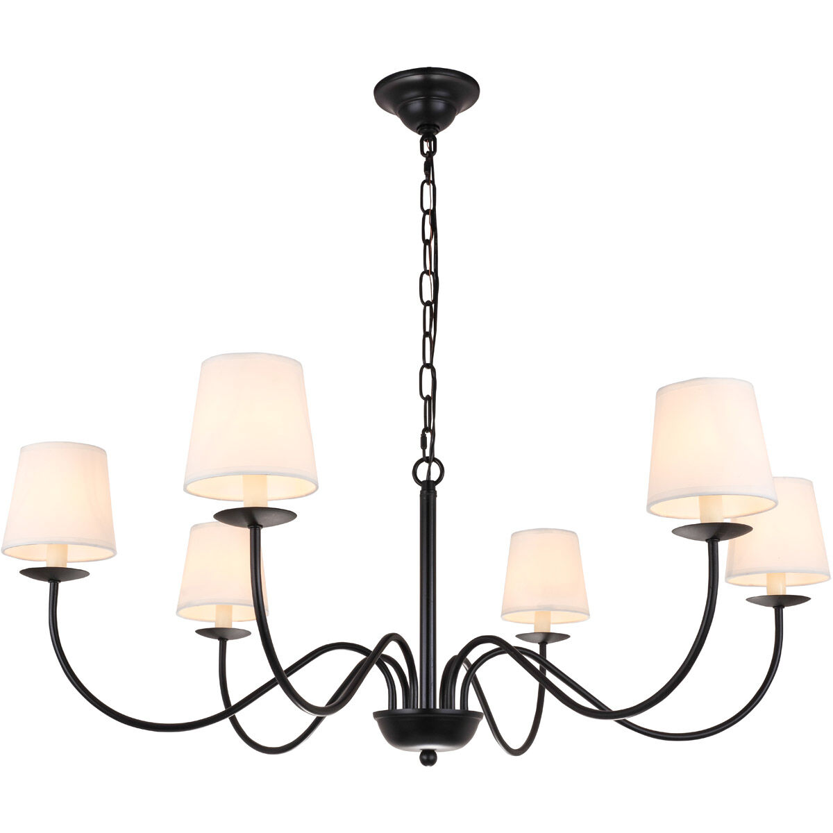 Eclipse 6 Light 37 inch Black Chandelier Ceiling Light